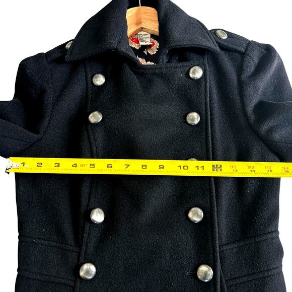Diane von Furstenberg Womens Vintage Wool Cashmere Military Coat Sz. 2 Black - Picture 3 of 16